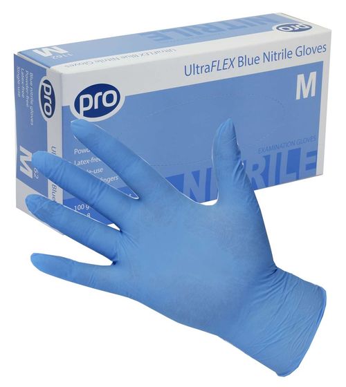 Show details for Pro Gloves Nitrile - Blue Medium Pack of 100