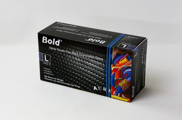 Show details for Gloves Nitrile Bold - Black Large Pack of 100	
