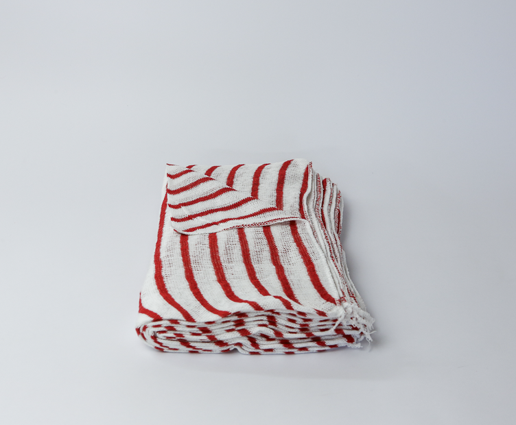 Show details for Cotton Cloths Striped - Red Pack of 50