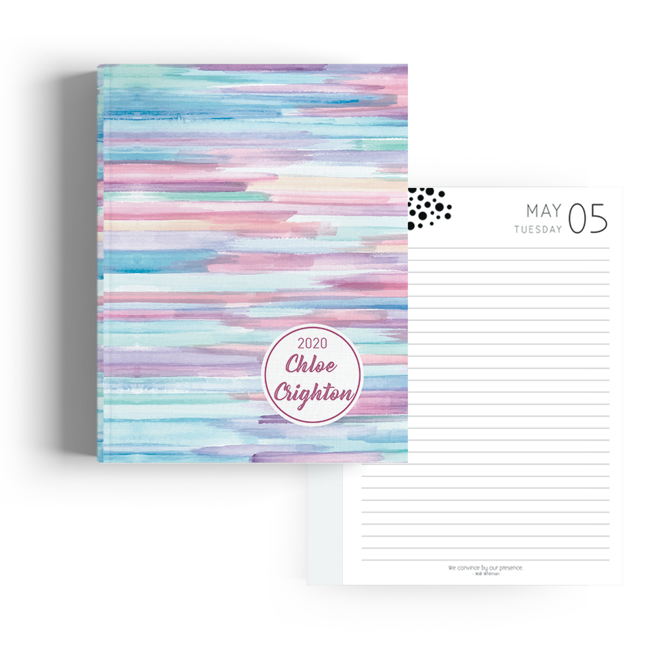 Show details for Watercolour Stripes A5 Hard Cover Student Diary