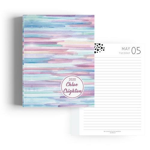 Show details for Watercolour Stripes A5 Hard Cover Student Diary